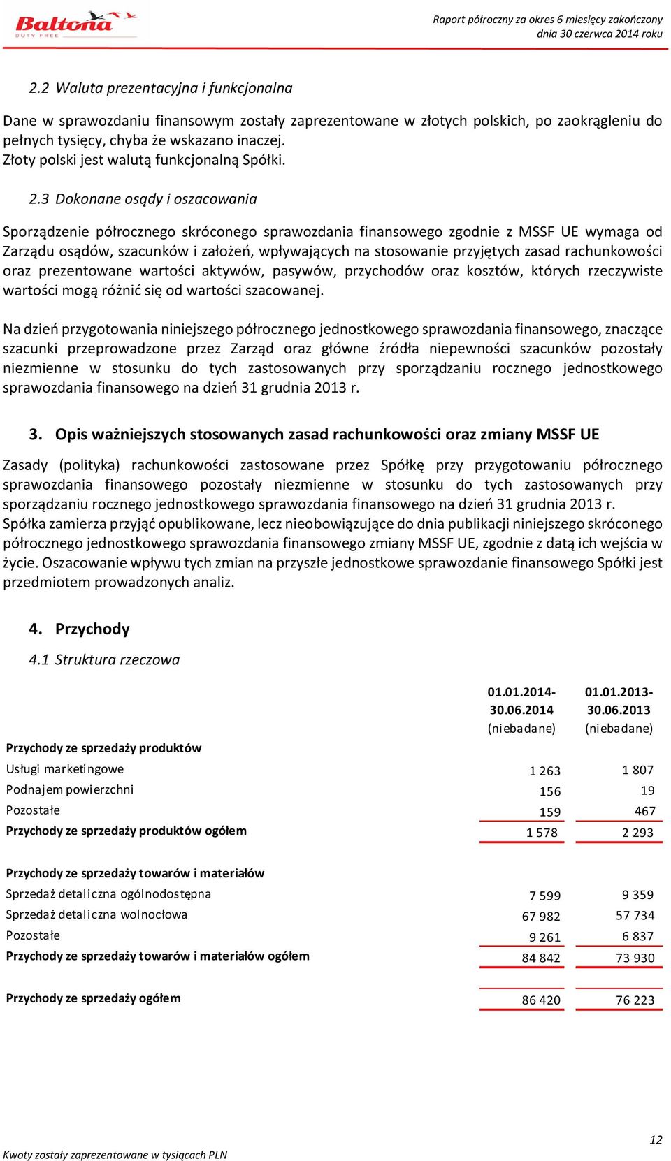 3 Dokonane osądy i oszacowania Sporządzenie półrocznego skróconego sprawozdania finansowego zgodnie z MSSF UE wymaga od Zarządu osądów, szacunków i założeń, wpływających na stosowanie przyjętych