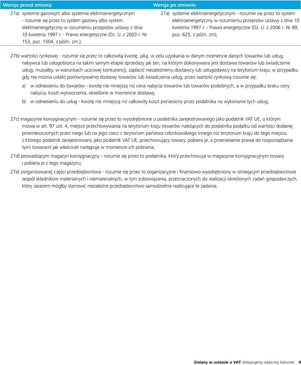 ); Wersja po zmianie: 27a) systemie elektroenergetycznym - rozumie się przez to system elektroenergetyczny w rozumieniu przepisów ustawy z dnia 10 kwietnia 1997 r. - Prawo energetyczne (Dz. U.