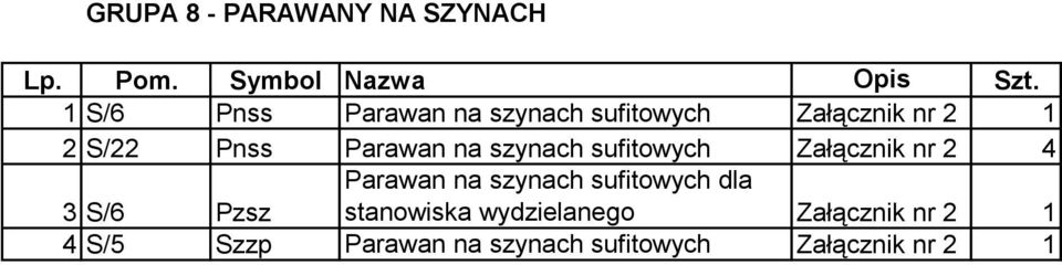 2 4 3 S/6 Pzsz Parawan na szynach sufitowych dla stanowiska wydzielanego