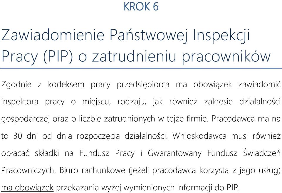 Pracodawca ma na to 30 dni od dnia rozpoczęcia działalności.