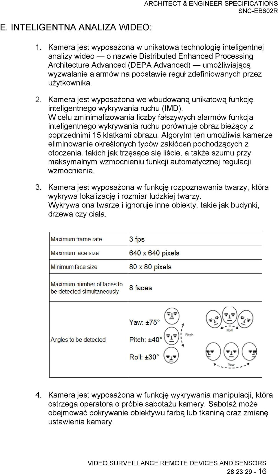 reguł zdefiniowanych przez użytkownika. 2. Kamera jest wyposażona we wbudowaną unikatową funkcję inteligentnego wykrywania ruchu (IMD).