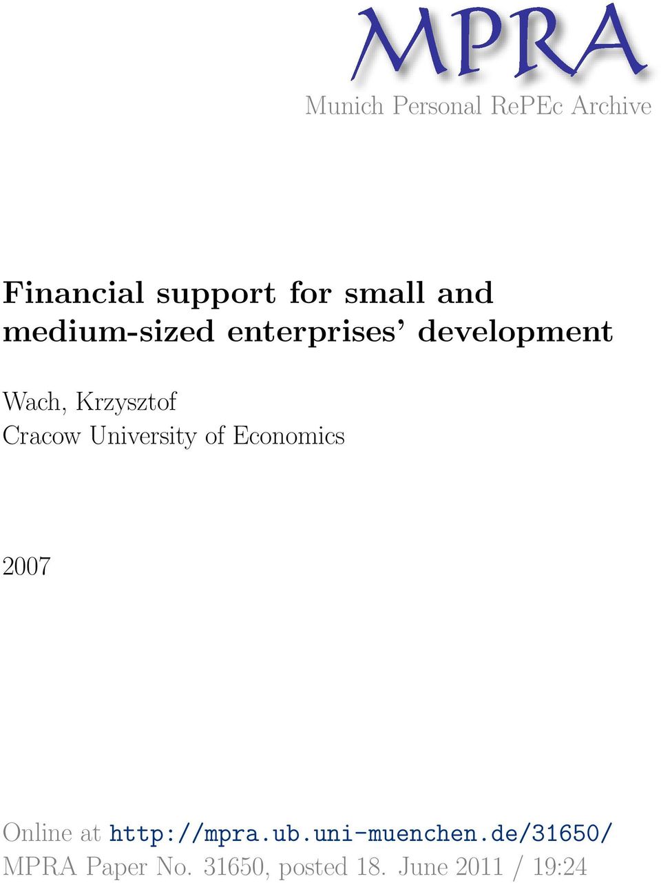 University of Economics 2007 Online at http://mpra.ub.