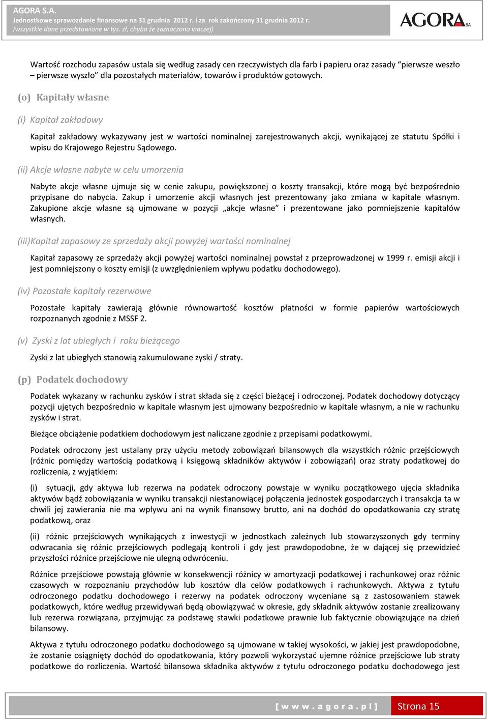 (ii) Akcje własne nabyte w celu umorzenia Nabyte akcje własne ujmuje się w cenie zakupu, powiększonej o koszty transakcji, które mogą być bezpośrednio przypisane do nabycia.