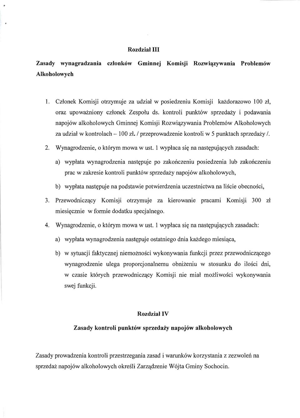 kontroli ptmkt6w sprzedai:y i podawania napoj6w alkoholowych Gminnej Komisji Rozwiqzywania Problem6w Alkoholowych za udzial w kontrolach - 100 zl. f przeprowadzenie kontroli w 5 punktach sprzedazy f.