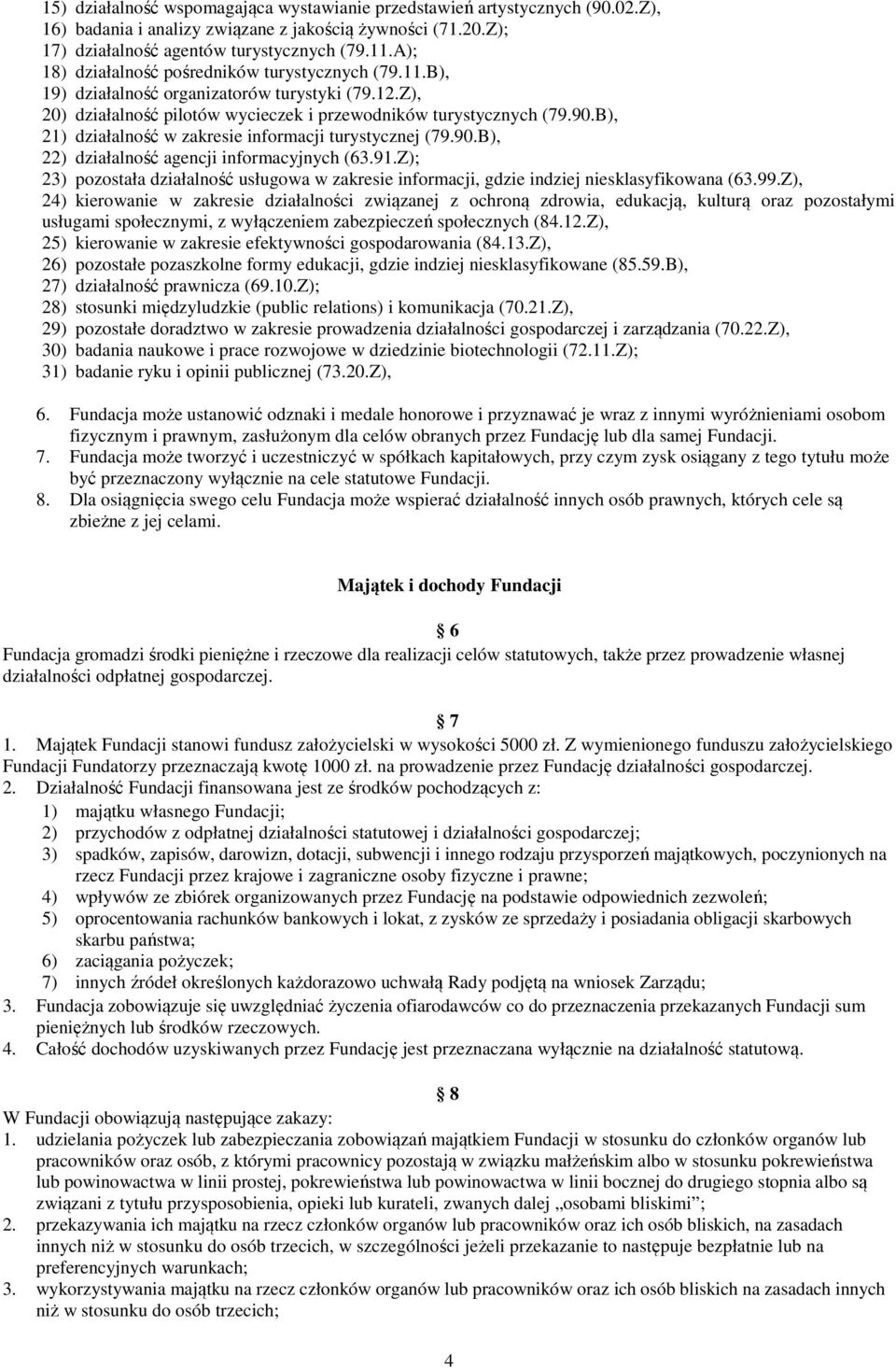 B), 21) działalność w zakresie informacji turystycznej (79.90.B), 22) działalność agencji informacyjnych (63.91.