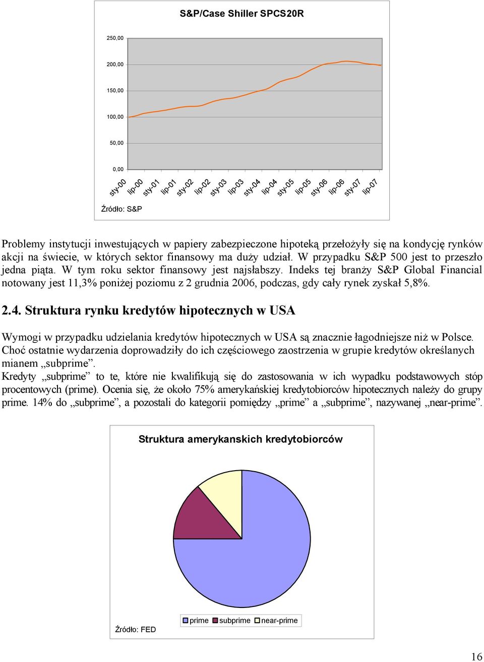 W tym roku sektor finansowy jest najsłabszy. Indeks tej branży S&P Global Financial notowany jest 11,3% poniżej poziomu z 2 grudnia 26, podczas, gdy cały rynek zyskał 5,8%. 2.4.