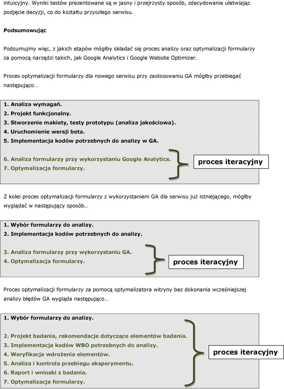 Proces optymalizacji formularzy dla nowego serwisu przy zastosowaniu GA mógłby przebiegać następująco 1. Analiza wymagań. 2. Projekt funkcjonalny. 3.
