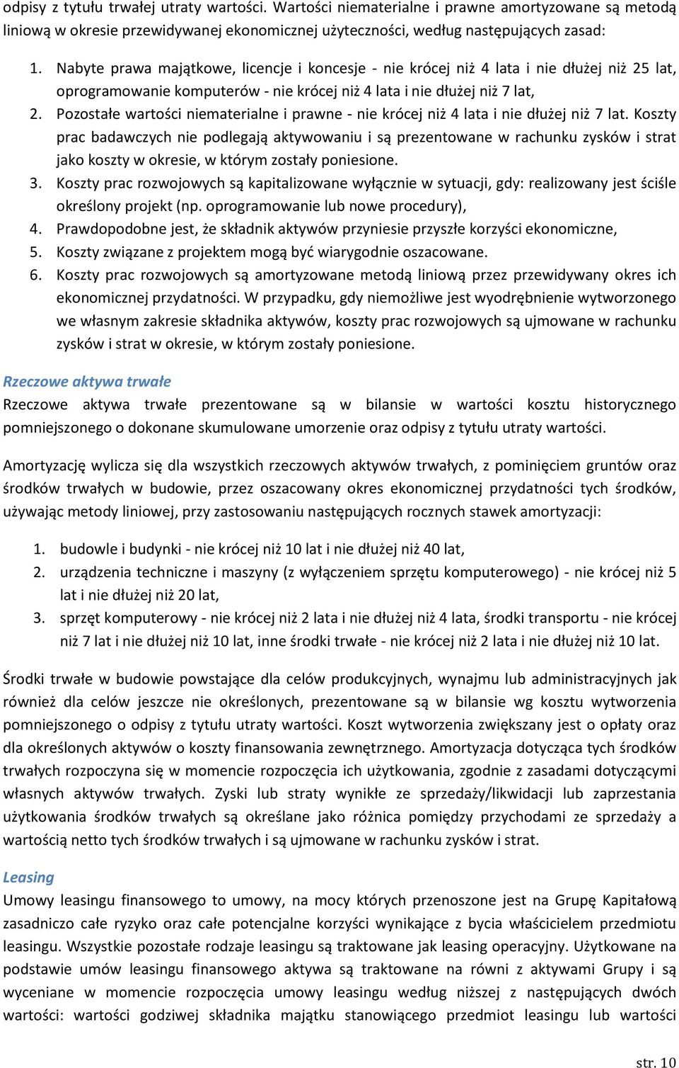 Pozostałe wartości niematerialne i prawne - nie krócej niż 4 lata i nie dłużej niż 7 lat.