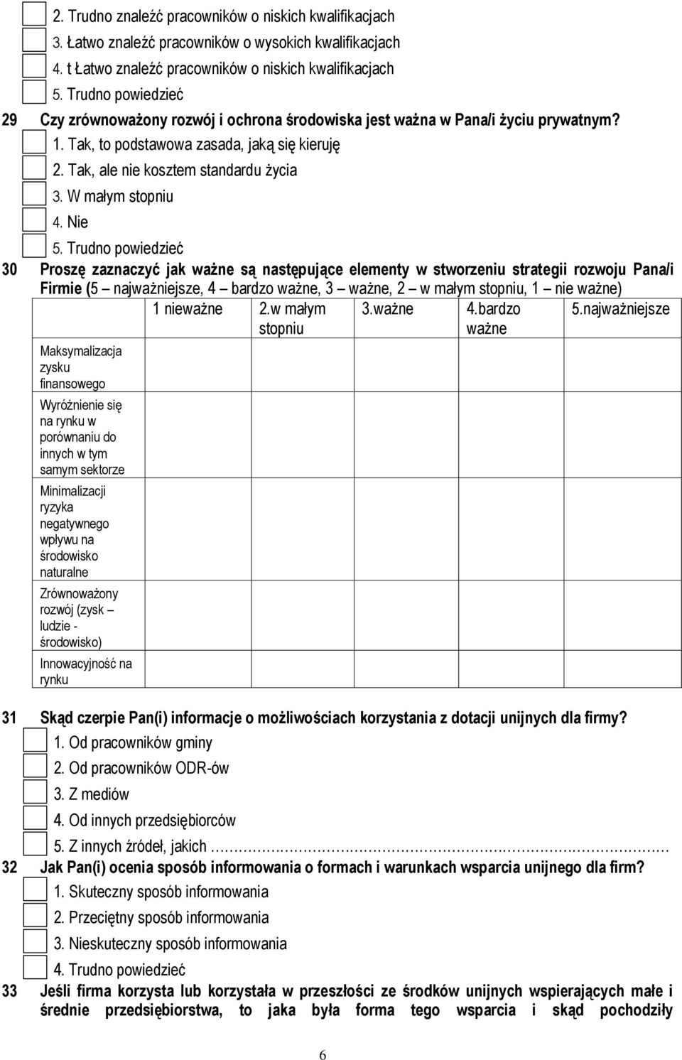 W małym stopniu 4. Nie 5.