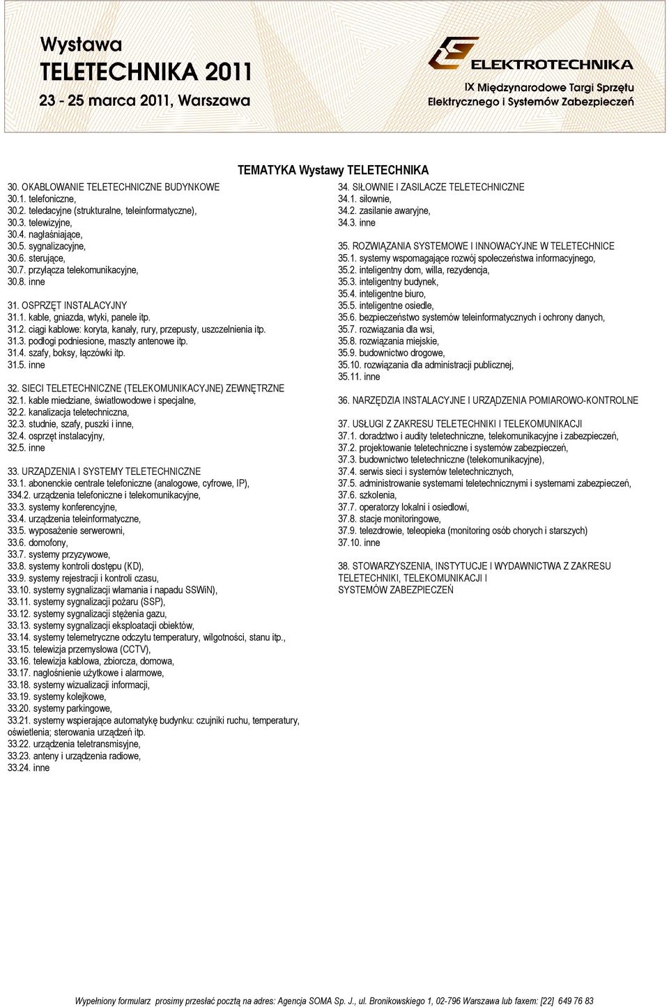 31.4. szafy, boksy, łączówki itp. 31.5. inne 32. SIECI TELETECHNICZNE (TELEKOMUNIKACYJNE) ZEWNĘTRZNE 32.1. kable miedziane, światłowodowe i specjalne, 32.2. kanalizacja teletechniczna, 32.3. studnie, szafy, puszki i inne, 32.