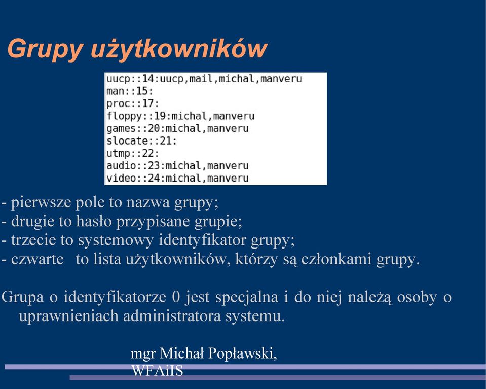 to lista użytkowników, którzy są członkami grupy.