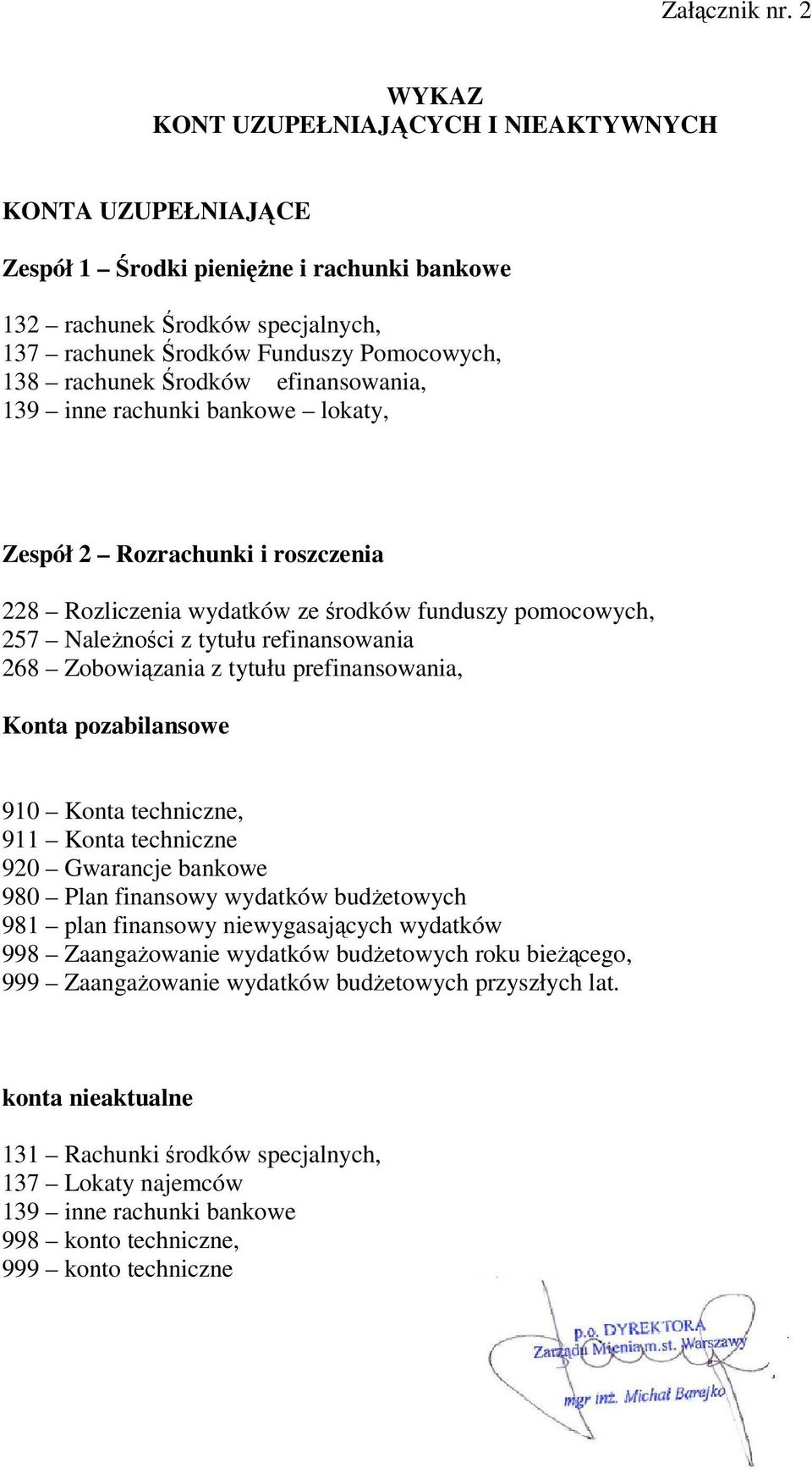 Środków efinansowania, 139 inne rachunki bankowe lokaty, Zespół 2 Rozrachunki i roszczenia 228 Rozliczenia wydatków ze środków funduszy pomocowych, 257 Należności z tytułu refinansowania 268