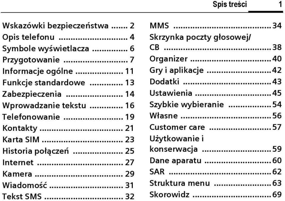 .. 29 Wiadomość... 31 Tekst SMS... 32 MMS... 34 Skrzynka poczty głosowej/ B...38 Organizer... 40 Gry i aplikacje...42 Dodatki... 43 Ustawienia.