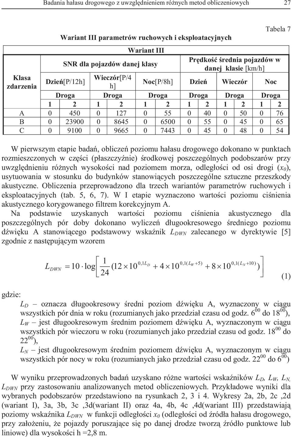 55 0 45 0 65 C 0 9100 0 9665 0 7443 0 45 0 48 0 54 W pierwszym etapie bada, oblicze poziomu haasu drogowego dokonano w punktach rozmieszczonych w czci (paszczynie) rodkowej poszczególnych podobszarów