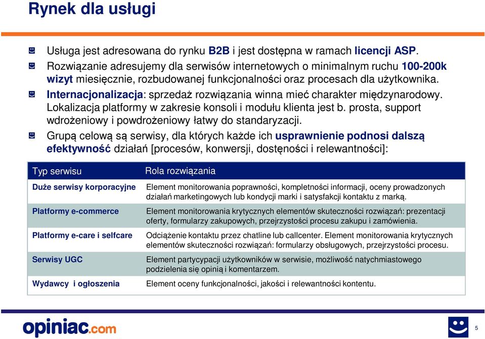 Internacjonalizacja: sprzedaż rozwiązania winna mieć charakter międzynarodowy. Lokalizacja platformy w zakresie konsoli i modułu klienta jest b.