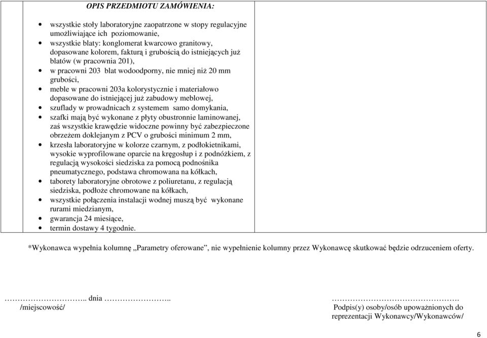 już zabudowy meblowej, szuflady w prowadnicach z systemem samo domykania, szafki mają być wykonane z płyty obustronnie laminowanej, zaś wszystkie krawędzie widoczne powinny być zabezpieczone obrzeżem