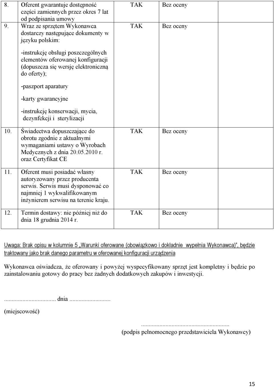 -paszport aparatury -karty gwarancyjne -instrukcję konserwacji, mycia, dezynfekcji i sterylizacji 10.