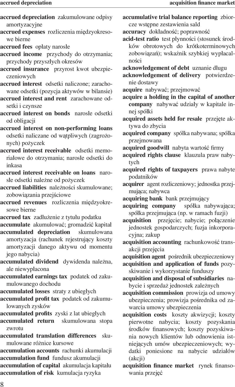 interest and rent zarachowane odsetki i czynsze accrued interest on bonds narosłe odsetki od obligacji accrued interest on non-performing loans odsetki naliczane od wątpliwych (zagrożonych) pożyczek