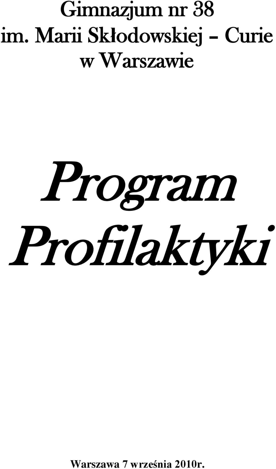 w Warszawie Program