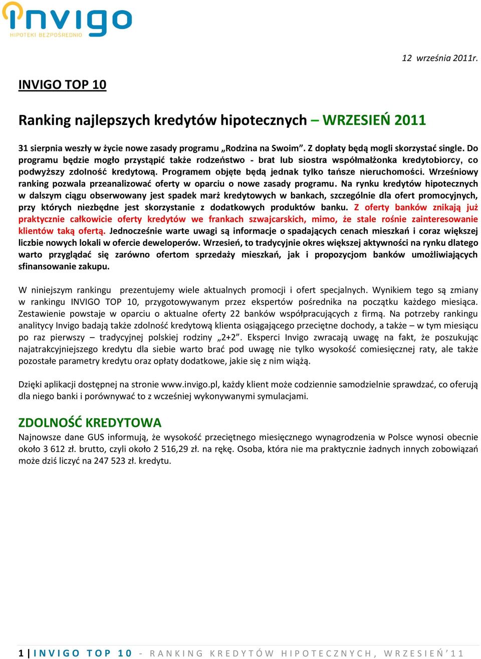 Wrześniowy ranking pozwala przeanalizować oferty w oparciu o nowe zasady programu.