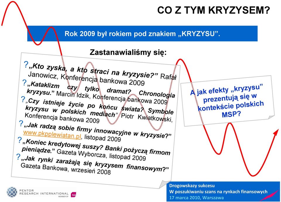 Symbole kryzysu w polskich mediach Piotr Kwiatkowski, Konferencja bankowa 2009? Jak radzą sobie firmy innowacyjne w kryzysie? www.pkpplewiatan.pl, listopad 2009?