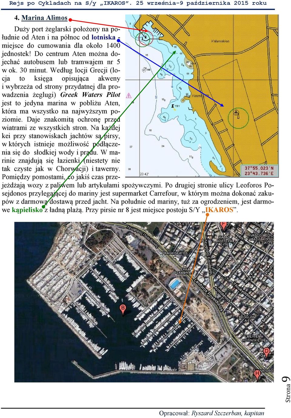 Według locji Grecji (locja to księga opisująca akweny i wybrzeża od strony przydatnej dla prowadzenia żeglugi) Greek Waters Pilot jest to jedyna marina w pobliżu Aten, która ma wszystko na najwyższym