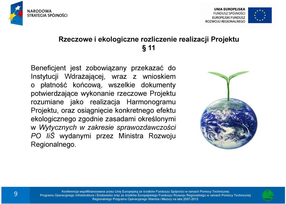 rozumiane jako realizacja Harmonogramu Projektu, oraz osiągnięcie konkretnego efektu ekologicznego zgodnie