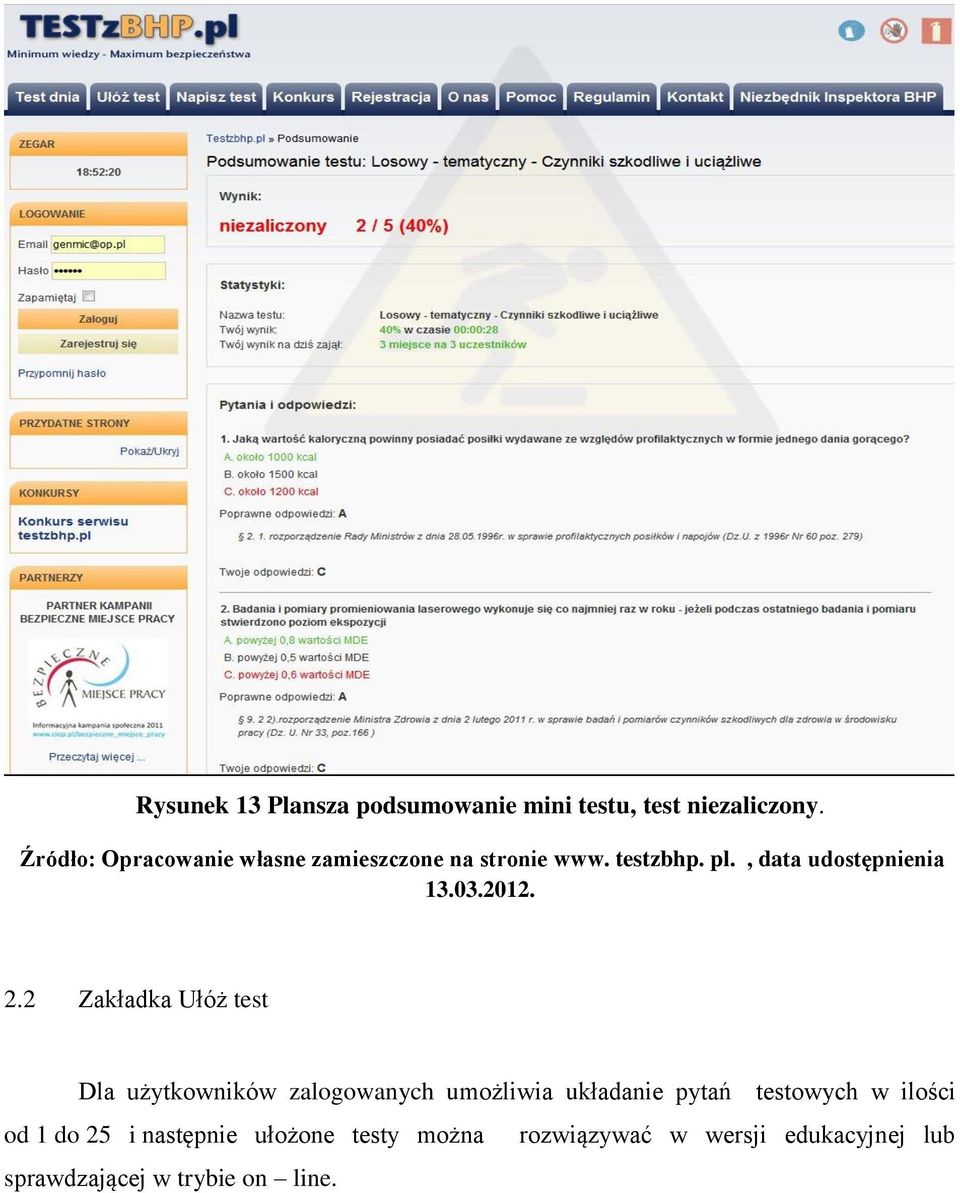 układanie pytań testowych w ilości od 1 do 25 i następnie ułożone