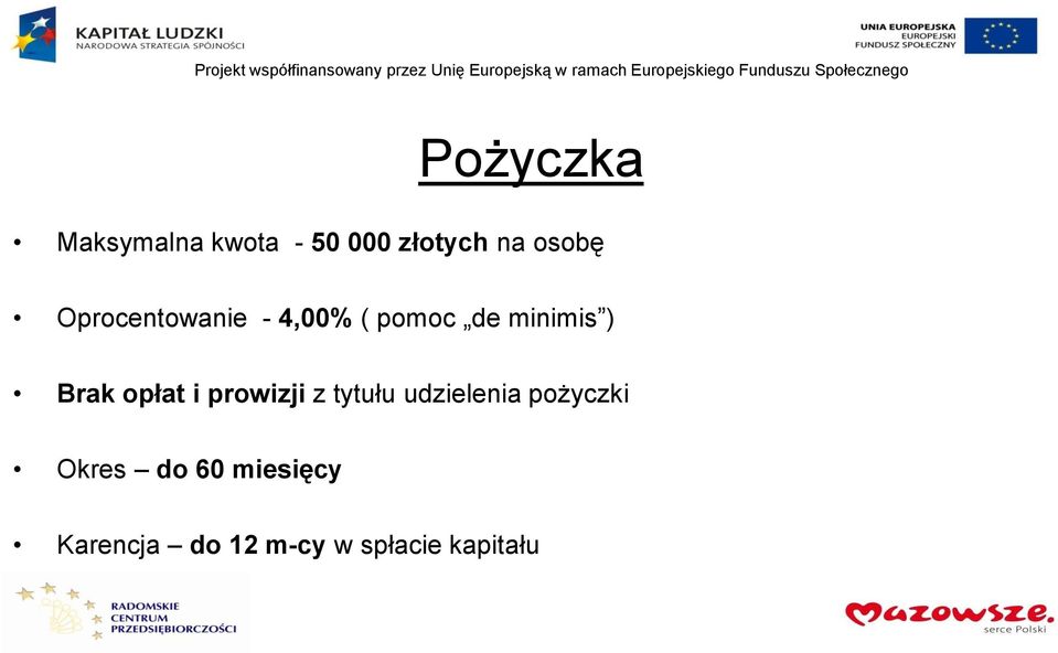 opłat i prowizji z tytułu udzielenia pożyczki Okres