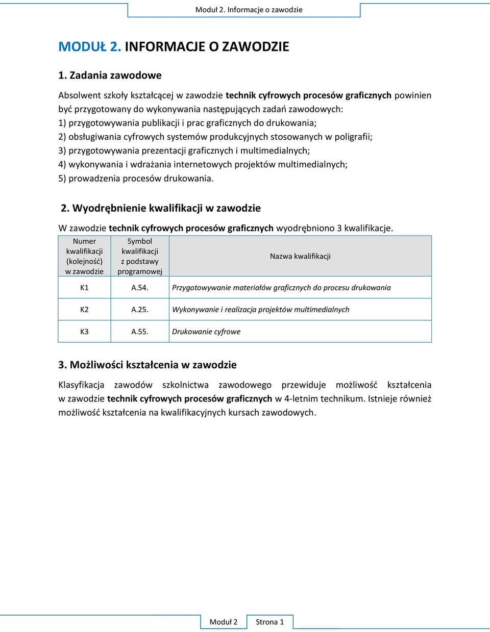 i prac graficznych do drukowania; 2) obsługiwania cyfrowych systemów produkcyjnych stosowanych w poligrafii; 3) przygotowywania prezentacji graficznych i multimedialnych; 4) wykonywania i wdrażania