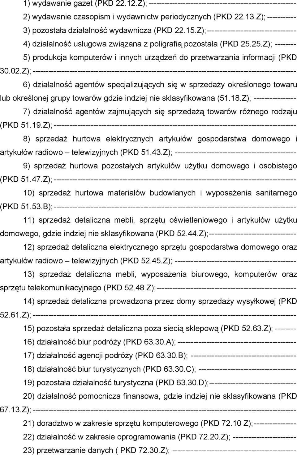 25.Z); -------- 5) produkcja komputerów i innych urządzeń do przetwarzania informacji (PKD 30.02.