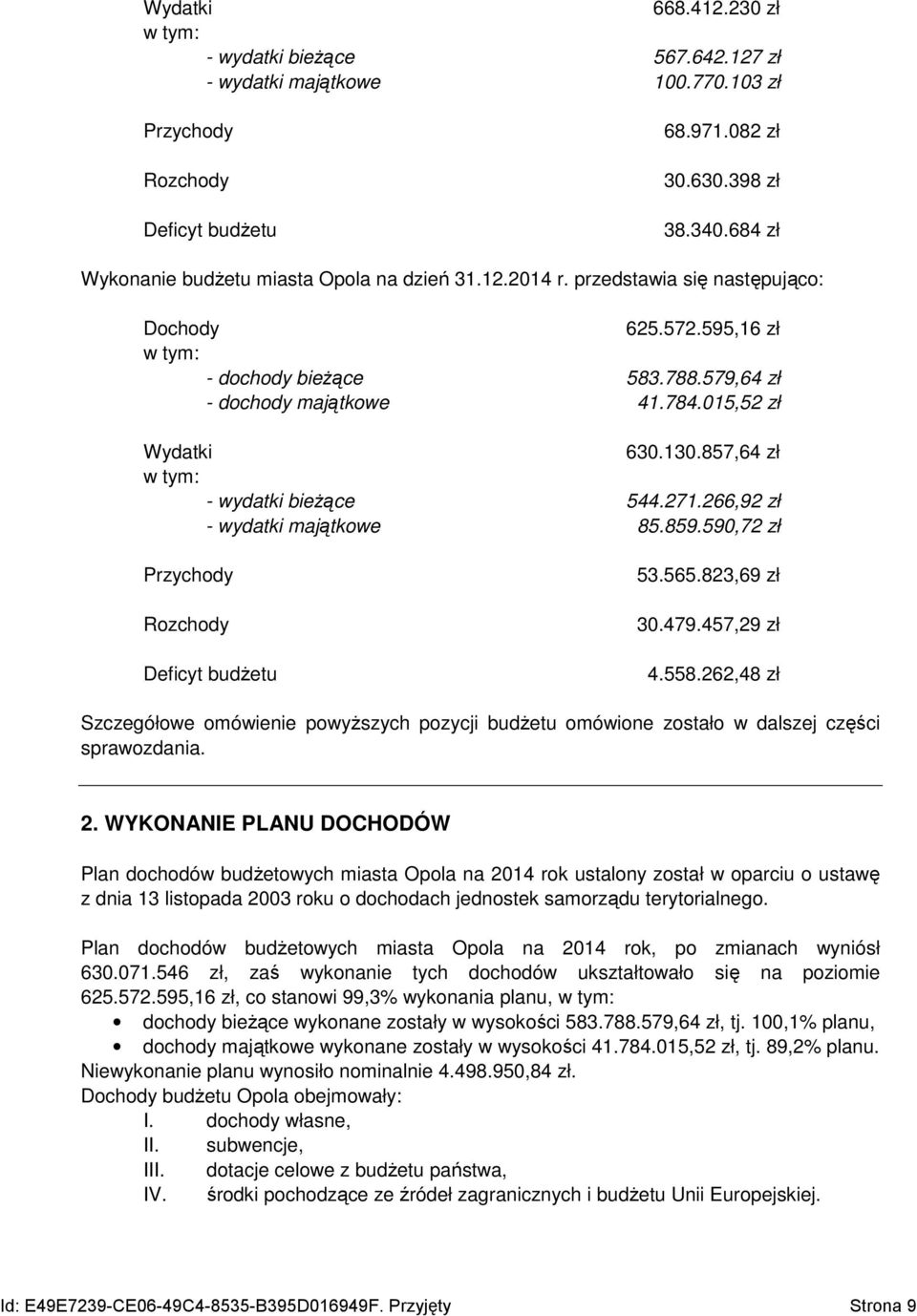 130.857,64 zł w tym: - wydatki bieŝące 544.271.266,92 zł - wydatki majątkowe 85.859.590,72 zł Przychody Rozchody Deficyt budŝetu 53.565.823,69 zł 30.479.457,29 zł 4.558.
