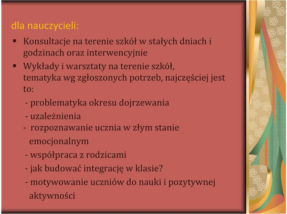 -problematyka okresu dojrzewania -uzależnienia - rozpoznawanie ucznia w złym stanie emocjonalnym