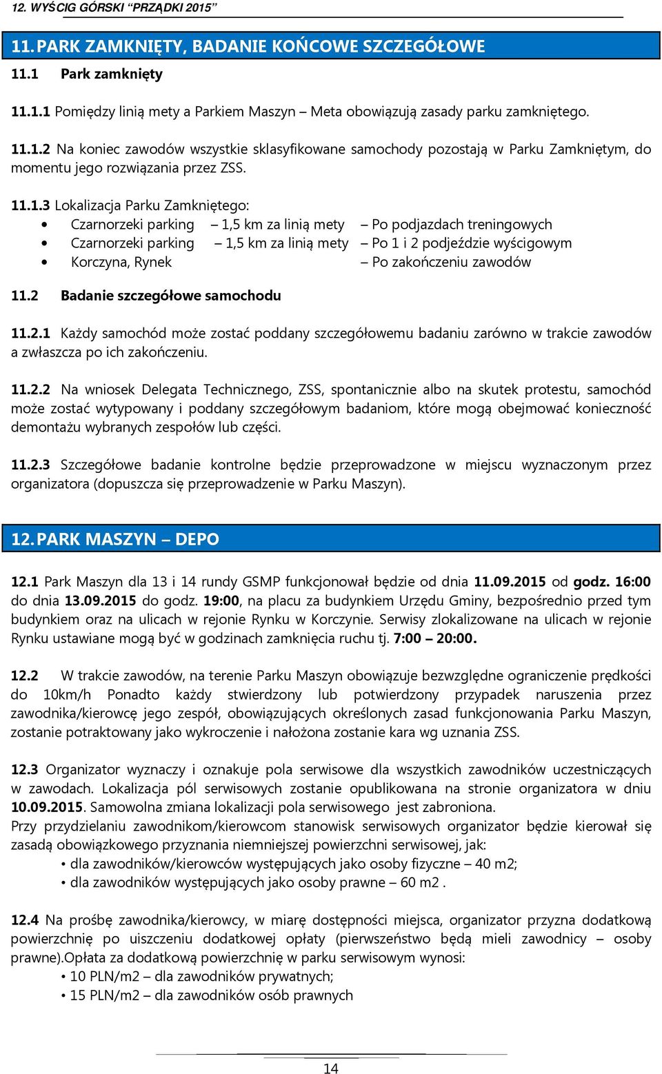 zakończeniu zawodów 11.2 