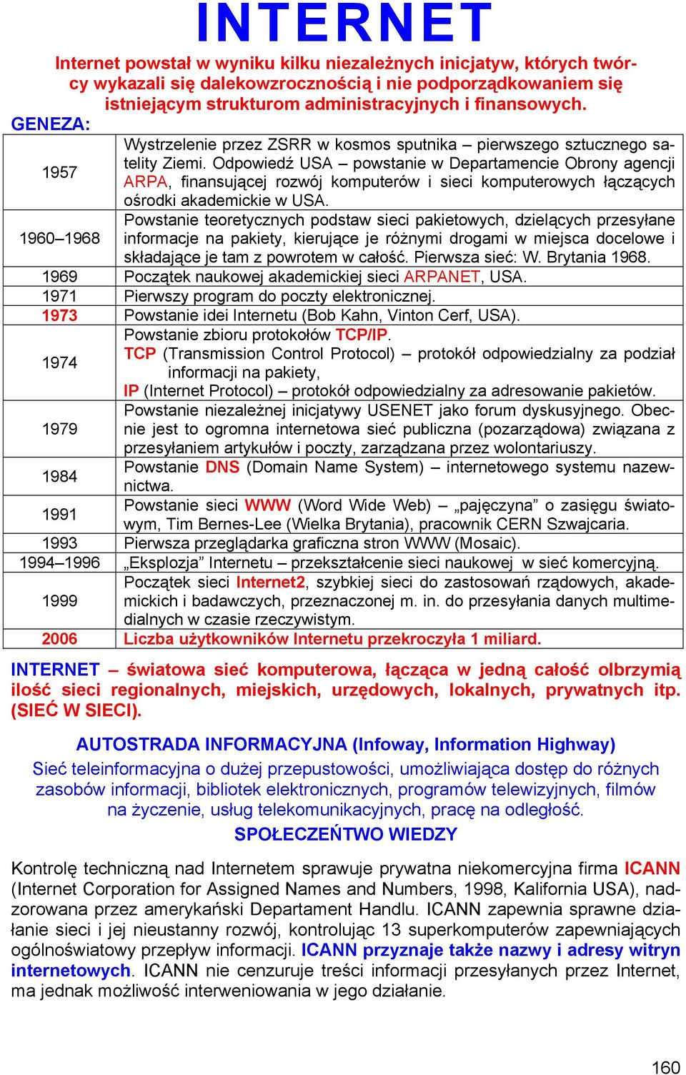 Odpowiedź USA powstanie w Departamencie Obrony agencji 1957 ARPA, finansującej rozwój komputerów i sieci komputerowych łączących ośrodki akademickie w USA.