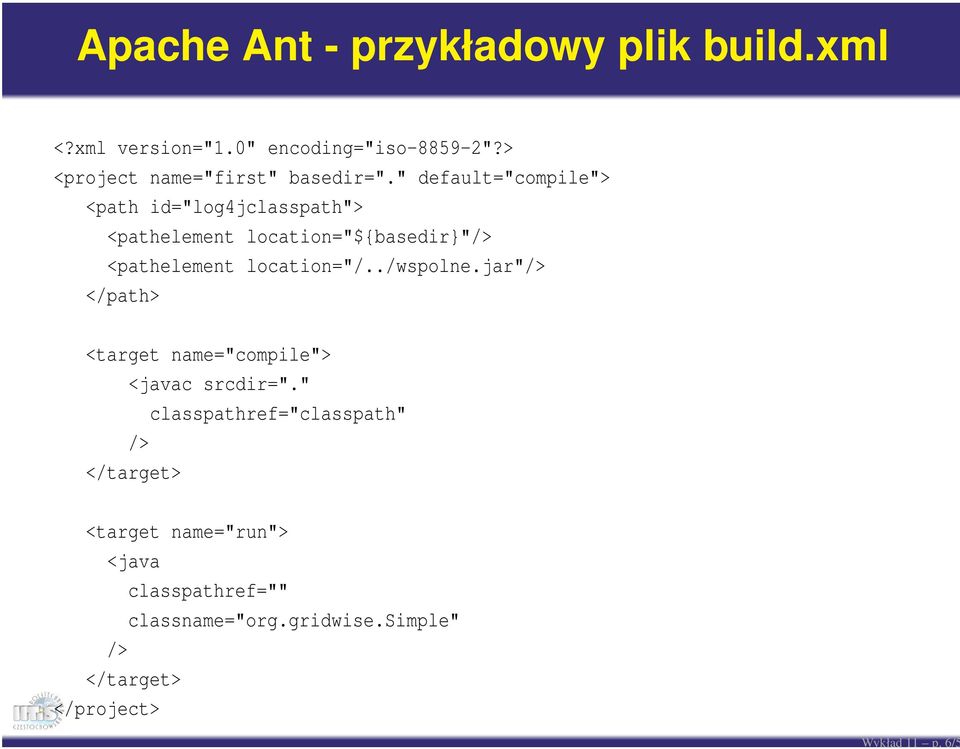 " default="compile"> <path id="log4jclasspath"> <pathelement location="${basedir}"/> <pathelement location="/.