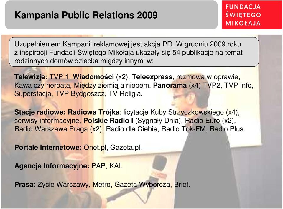 rozmowa w oprawie, Kawa czy herbata, Między ziemią a niebem. Panorama (x4) TVP2, TVP Info, Superstacja, TVP Bydgoszcz, TV Religia.