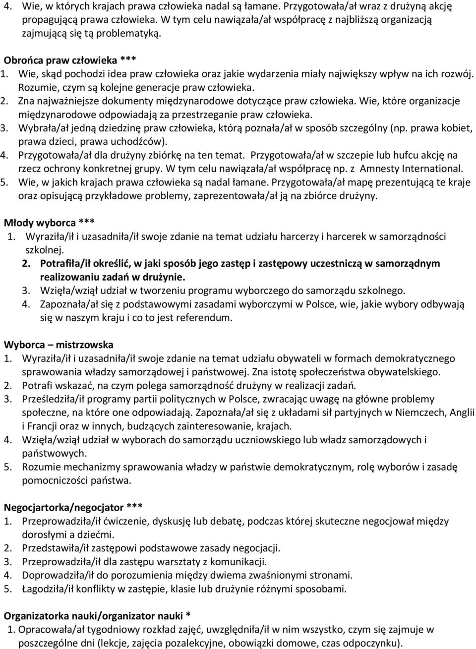 Wie, skąd pochodzi idea praw człowieka oraz jakie wydarzenia miały największy wpływ na ich rozwój. Rozumie, czym są kolejne generacje praw człowieka. 2.