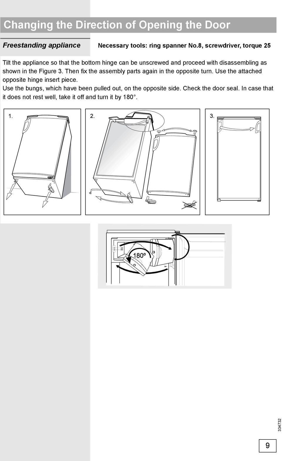 shown in the Figure 3. Then fi x the assembly parts again in the opposite turn. Use the attached opposite hinge insert piece.