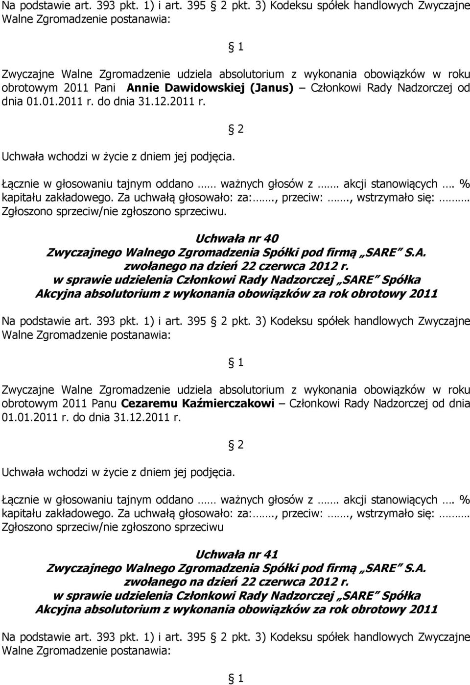 Członkowi Rady Nadzorczej od dnia 01.01.2011 r.