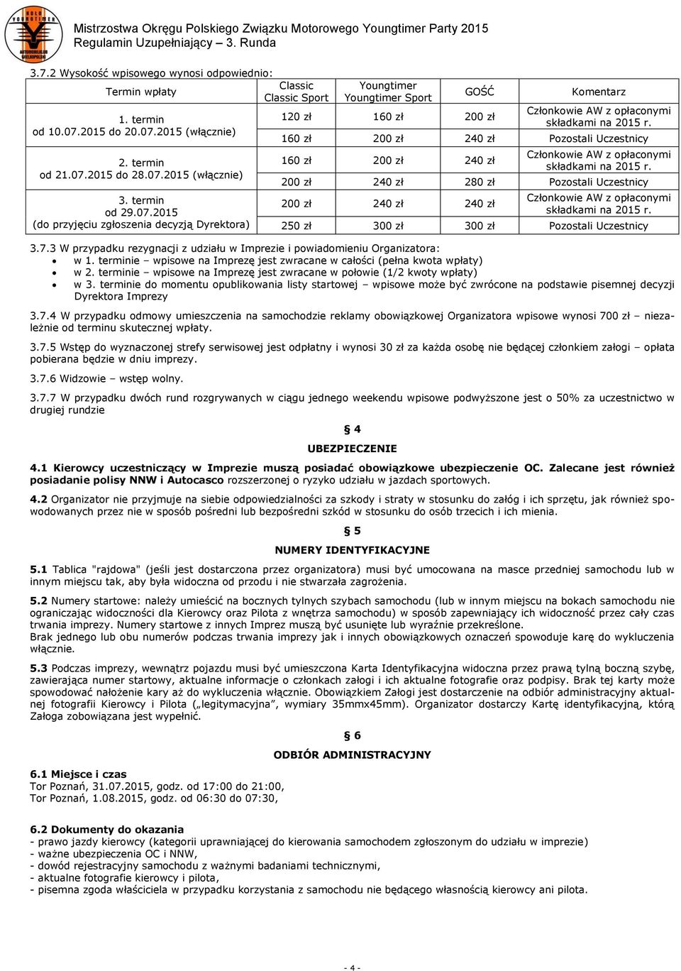 160 zł 200 zł 240 zł Pozostali Uczestnicy 160 zł 200 zł 240 zł Członkowie AW z opłaconymi składkami na 2015 r.