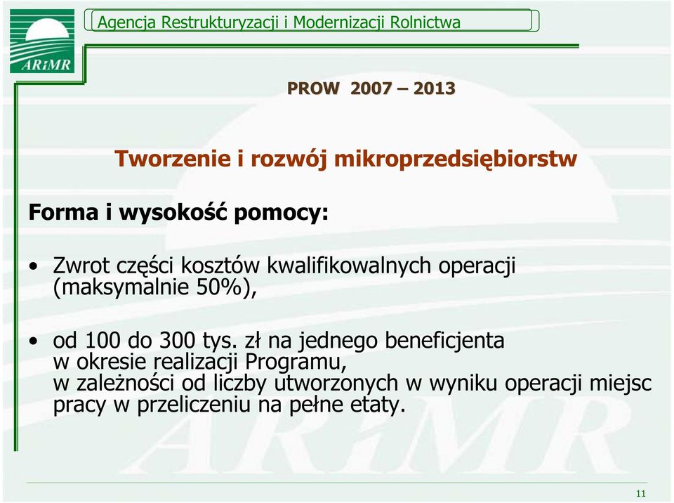 tys. z na jednego beneficjenta w okresie realizacji Programu, w zale no ci od