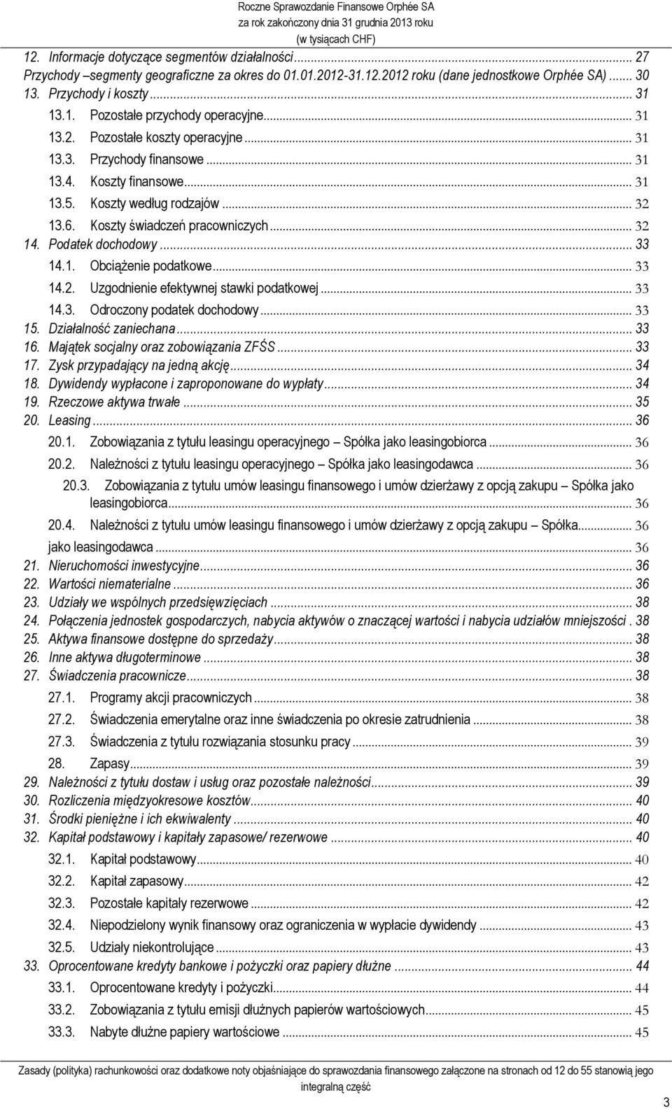 Koszty według rodzajów... 32 13.6. Koszty świadczeń pracowniczych... 32 14. Podatek dochodowy... 33 14.1. Obciążenie podatkowe... 33 14.2. Uzgodnienie efektywnej stawki podatkowej... 33 14.3. Odroczony podatek dochodowy.