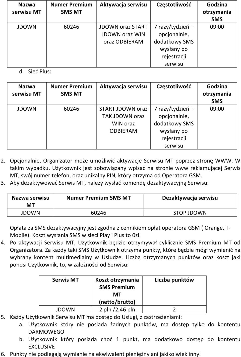 dodatkowy SMS wysłany po rejestracji serwisu 09:00 Aktywacja serwisu Częstotliwość Godzina otrzymania SMS 7 razy/tydzień + opcjonalnie, dodatkowy SMS wysłany po rejestracji serwisu 09:00 2.