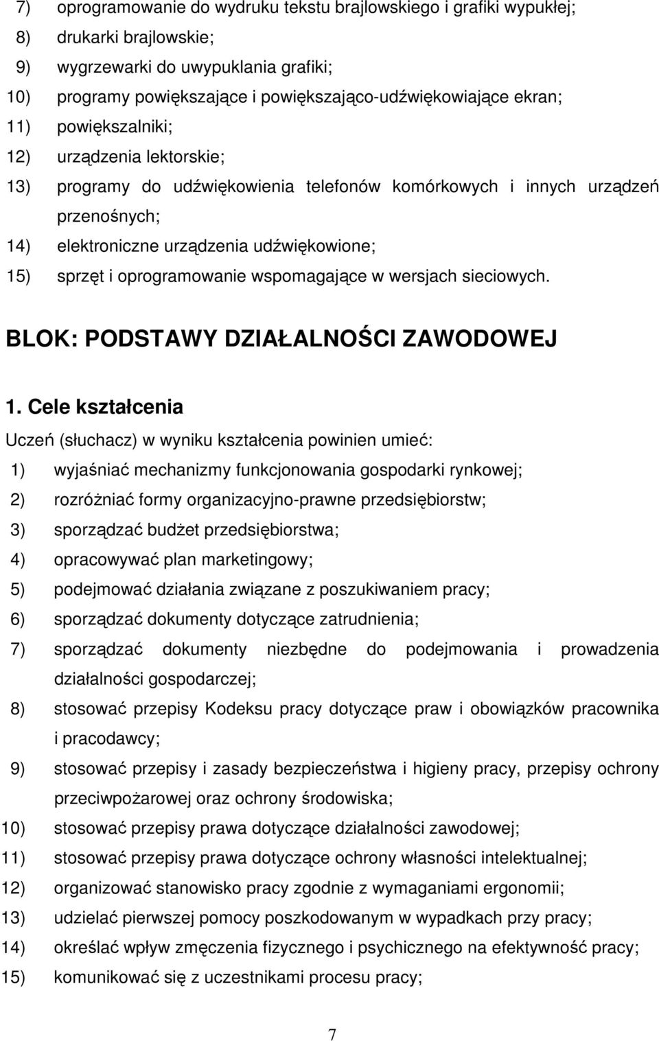 oprogramowanie wspomagające w wersjach sieciowych. BLOK: PODSTAWY DZIAŁALNOŚCI ZAWODOWEJ 1.