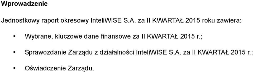 finansowe za II KWARTAŁ 2015 r.