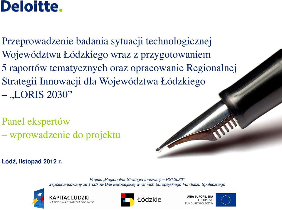 LORIS 2030 Panel ekspertów wprowadzenie do projektu Łódź, listopad 2012 r.