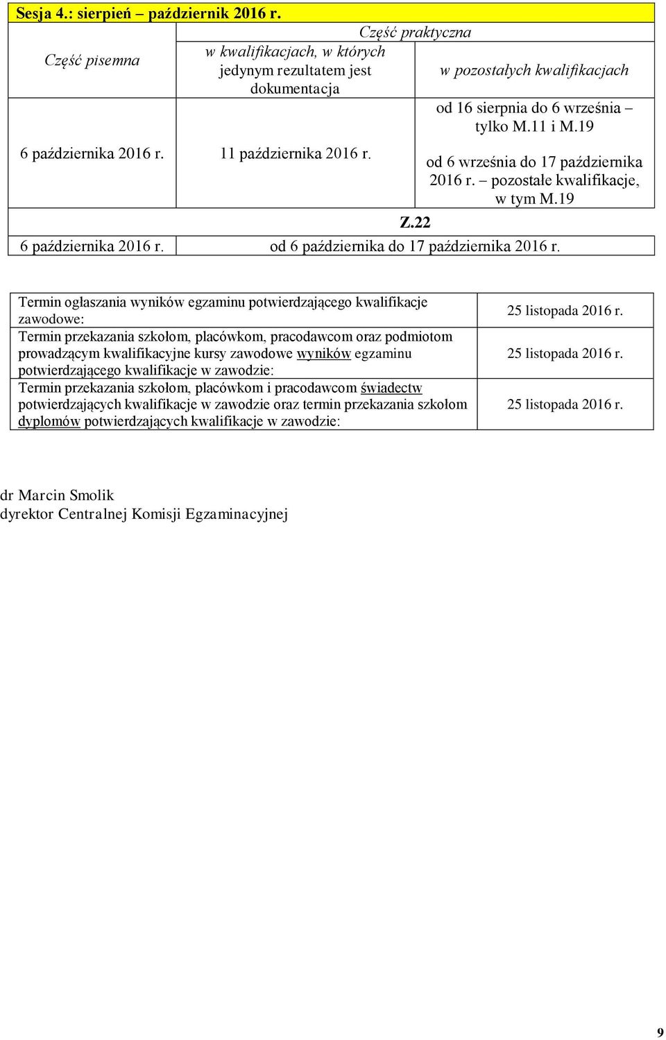 od 6 października do 17 października 2016 r.