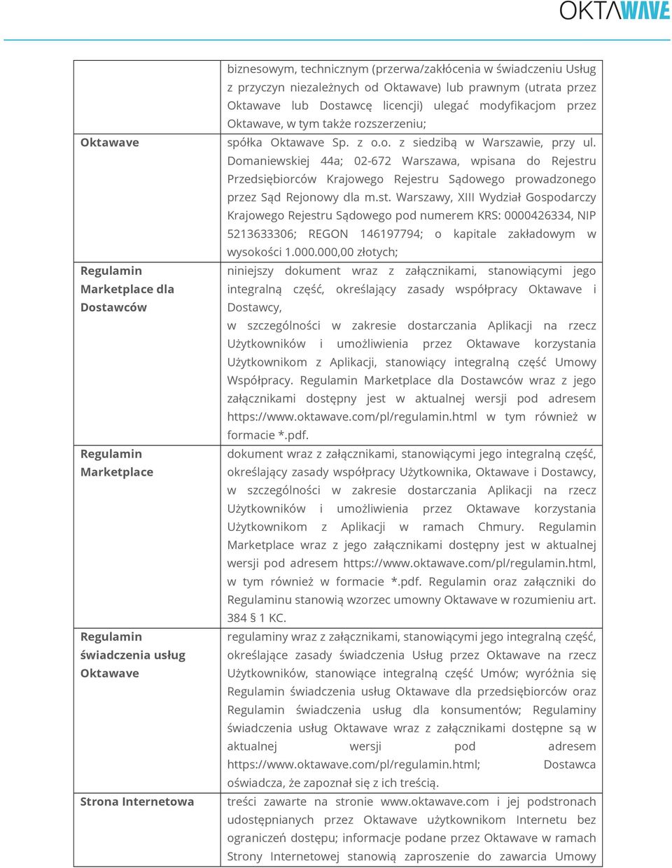 Domaniewskiej 44a; 02-672 Warszawa, wpisana do Rejestr