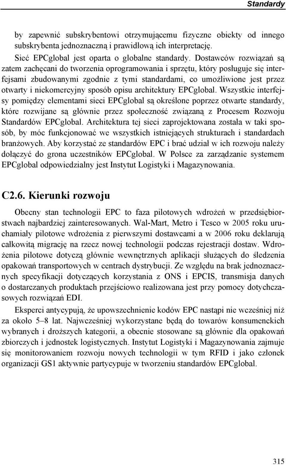 niekomercyjny sposób opisu architektury EPCglobal.